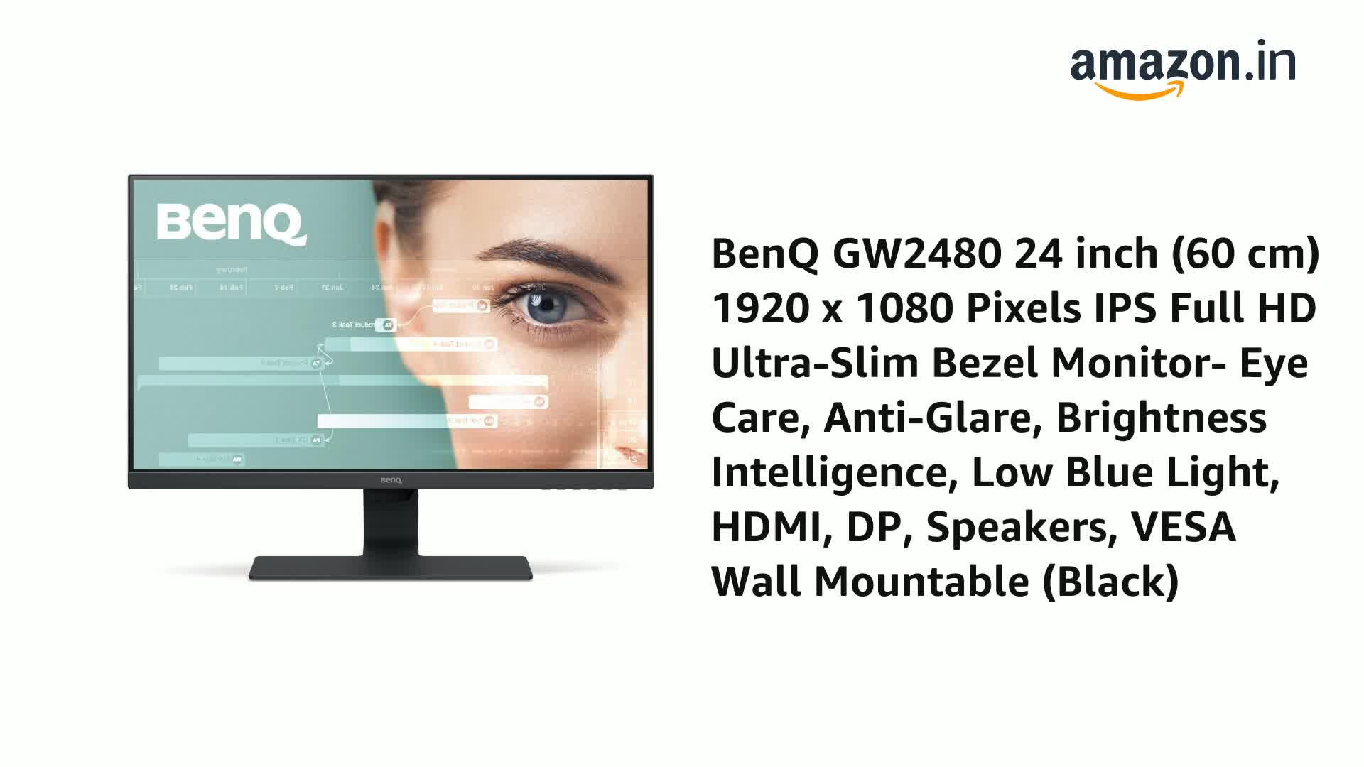 BenQ GW2480 24インチ LEDモニター BenQ GW2480 24 Inch FHD 1080p Eye-Care LED Monitor